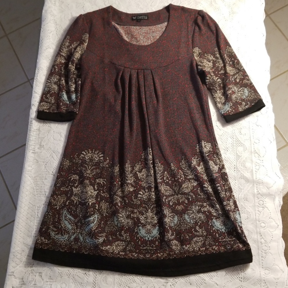 Papillon Womens Vintage Knit Tunic Dress